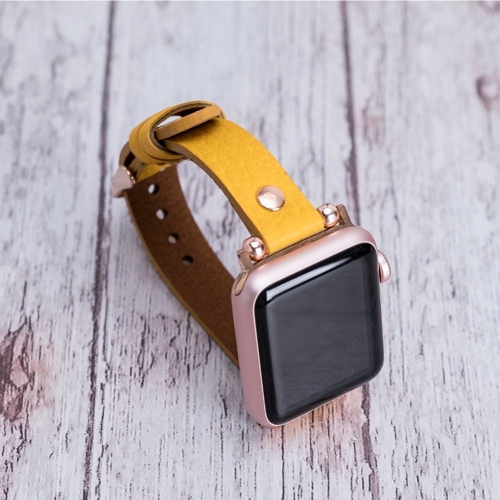 Premium Leather Apple Watch Band Straps Yellow